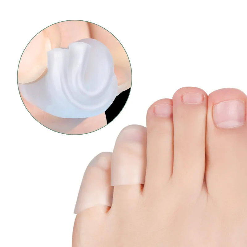 2Pcs=1Pair Silicone Corrector Gel Protector Little Toe Tube Corns Blisters Pinkie Bunion Finger Protection Sleeve Foot Care Tool