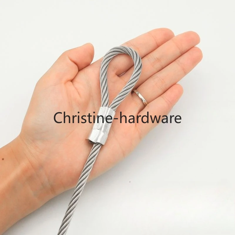 1.5-10MM Dia Stainless Steel Wire Rope Sling Cable Lifting Sling Assemblies with Strong Fastened Eye Loops Custom Made