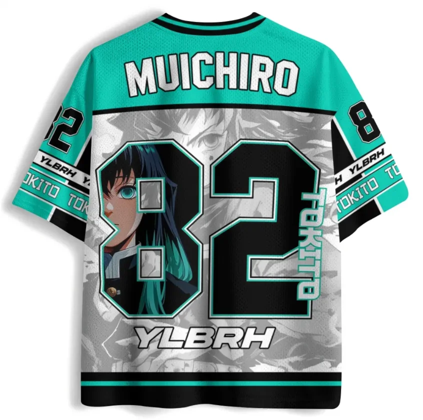 Demon Slayer Printed Mesh Sports Quick Drying Anime Time Transparent Ichiro Character Print Pattern Sports Loose Casual Top