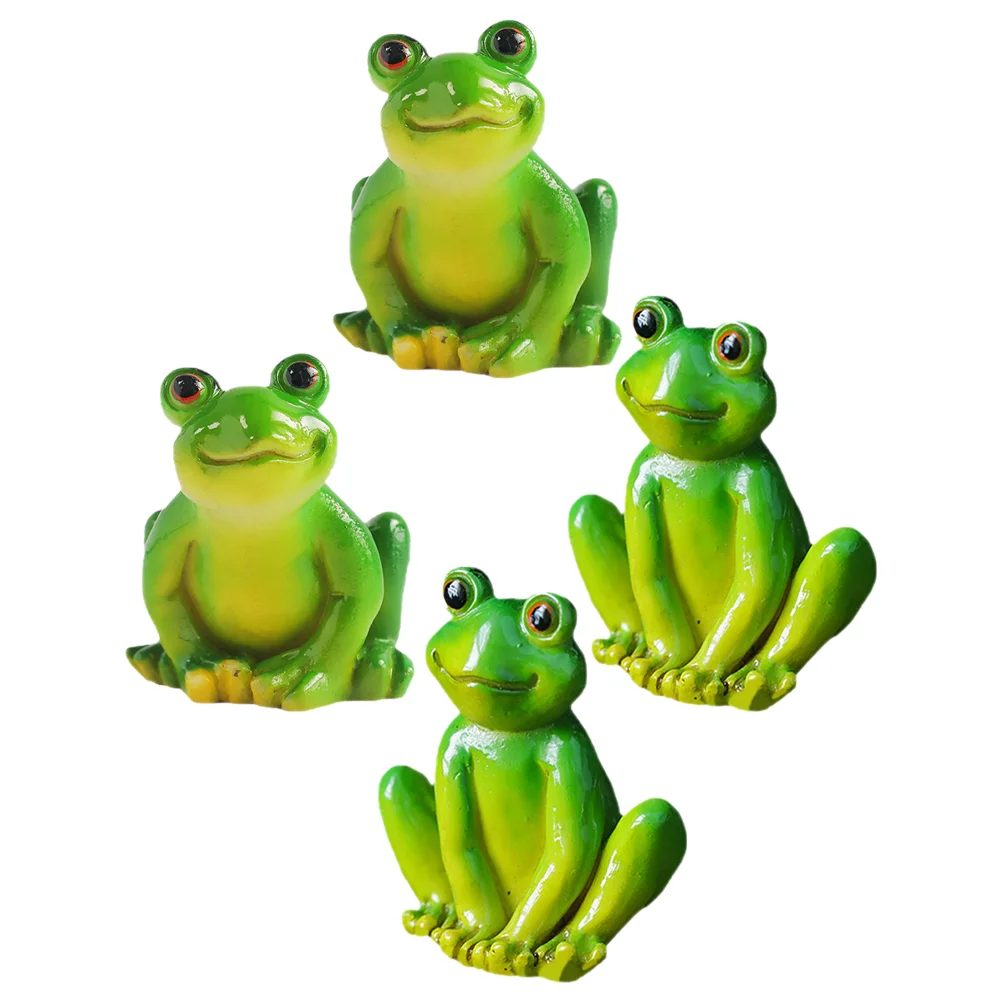 

4 Pcs Simulated Frog Ornament Frogs Mini Figurines Duck Miniature Statue Micro Landscape Resin Statues