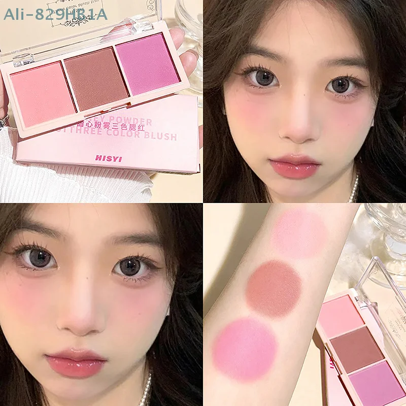 3 Colors Blush Palette Blush Face Makeup Palette Mashed Potato Texture Matte Highlight Powder Blush