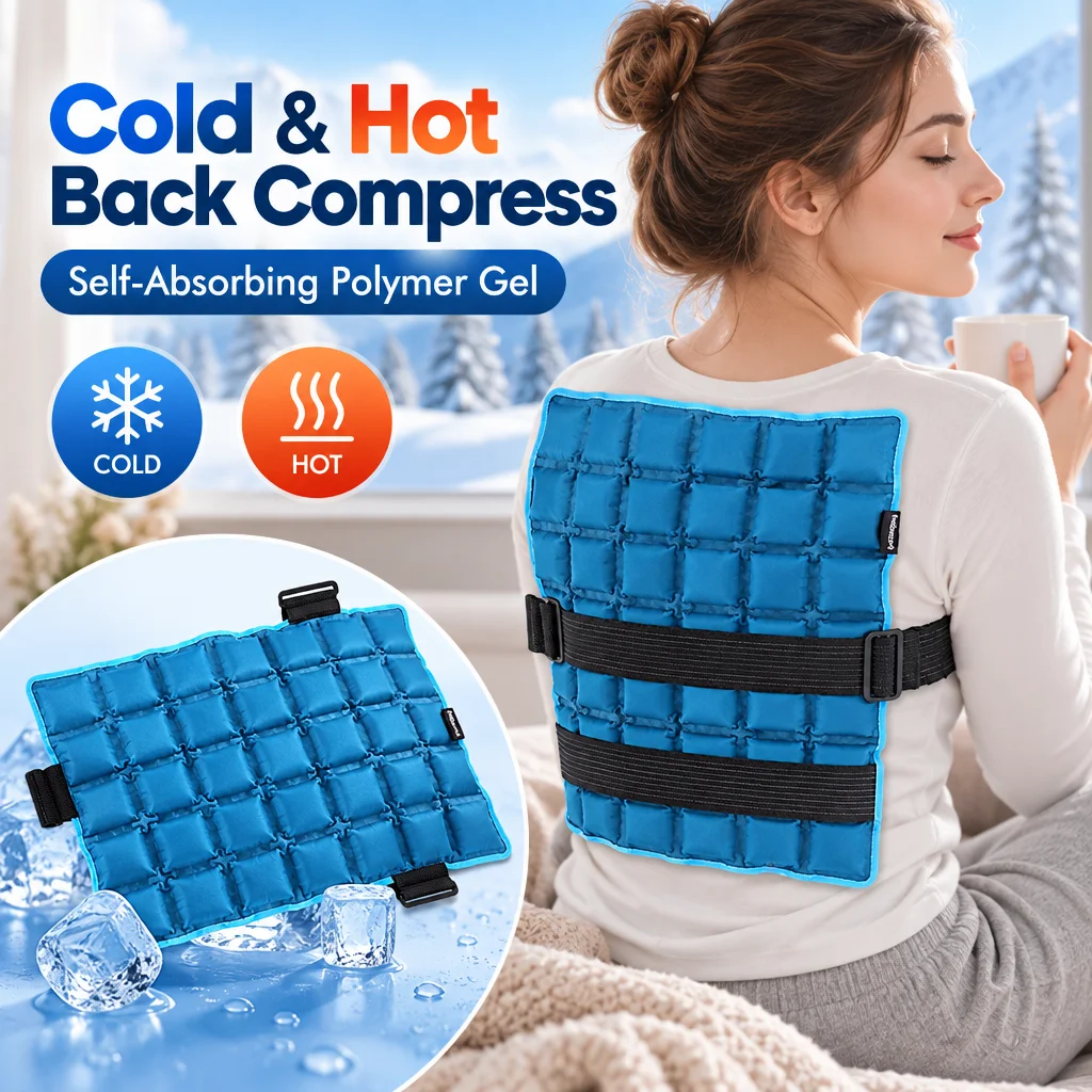 Hot Cold Compress Wrap Self Hydrating Polymer Ice Pack Reusable Microwavable for Back Knee Shoulder Sports Recovery with Straps