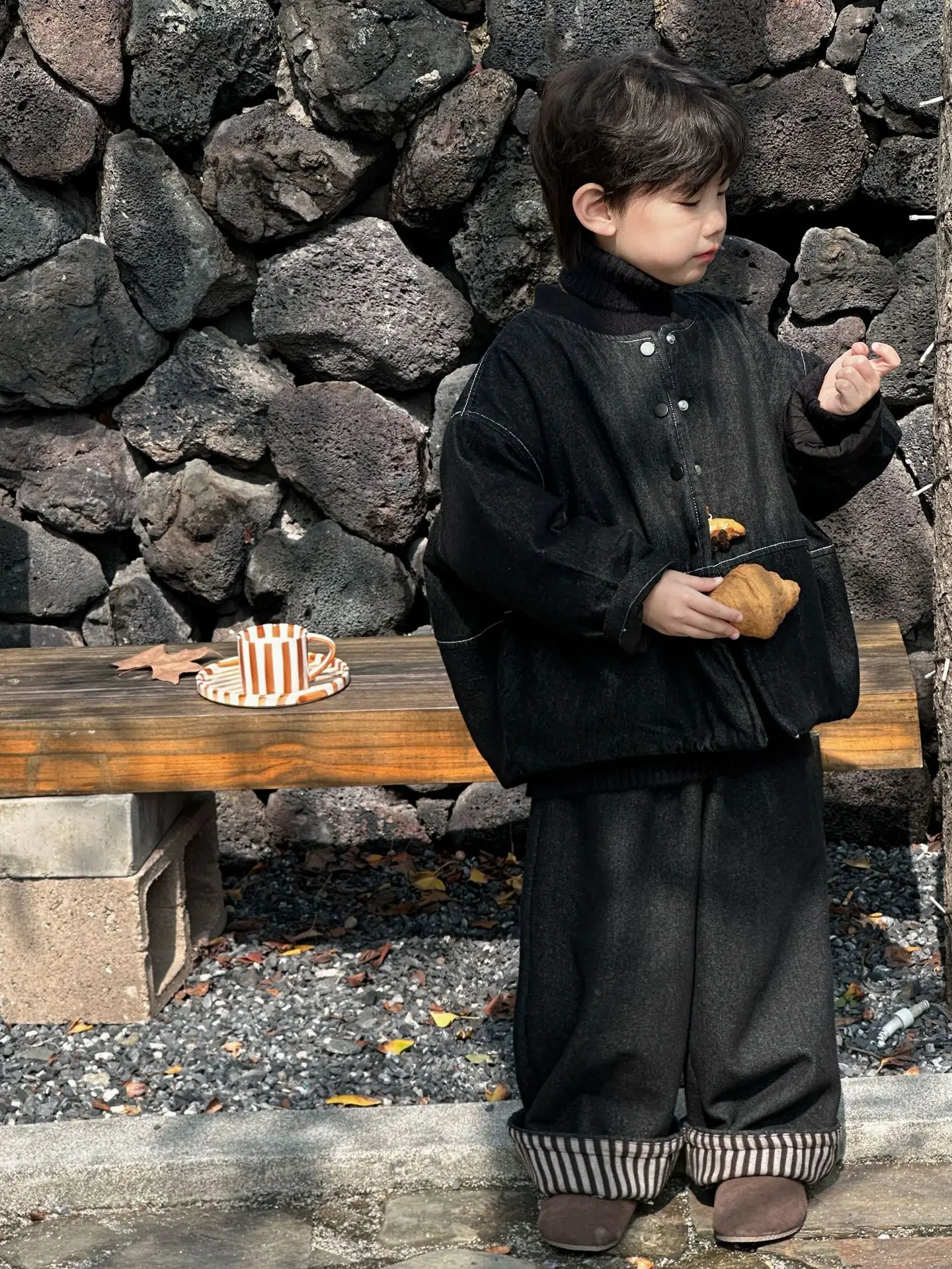 Manteau d'optique en denim rétro pour garçons, veste rembourrée en coton, chaud, tout match, beau cachemire, vêtements pour enfants, mode d'hiver, nouveau, 2024