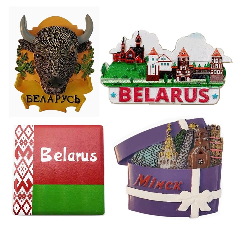 Belarus Flag Bull Head Hand-painted 3D Fridge Magnets Tourism Souvenirs Refrigerator Magnetic Stickers