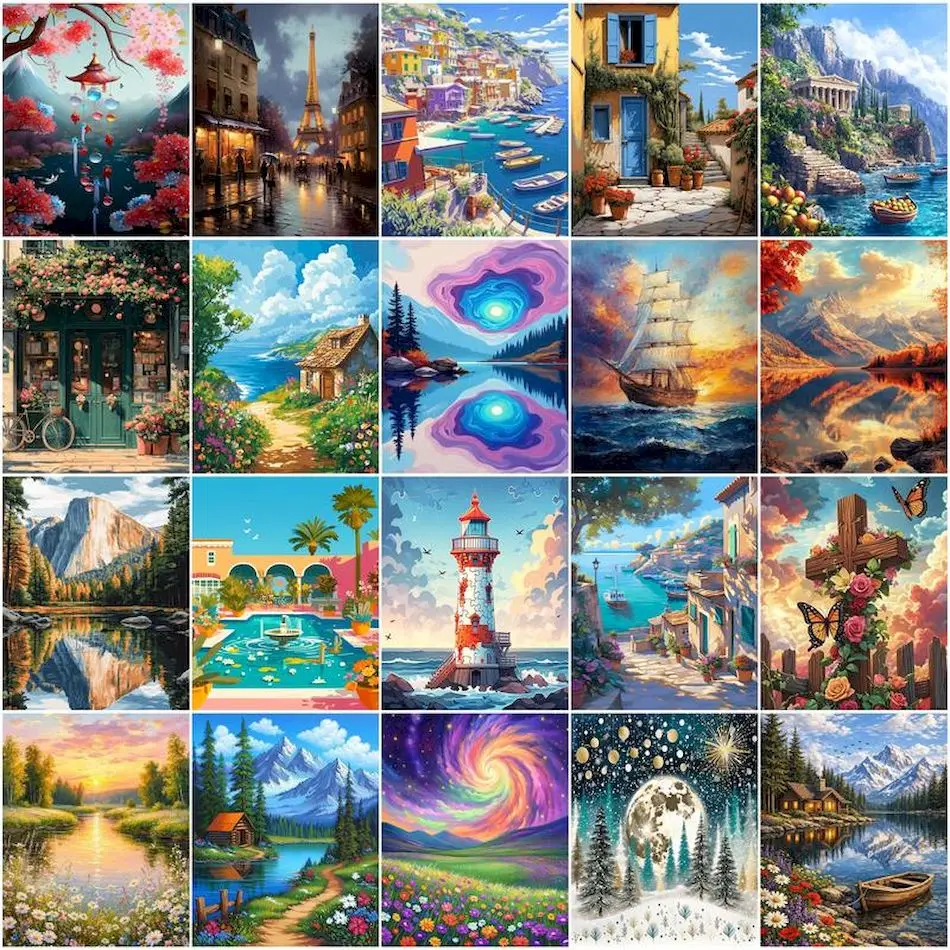 GATYZTORY Painting By Number Adults New Kill Time Art Stuff Drawing On Canvas Landscape Wall Art Arts And Crafts Diy Crafts Gift