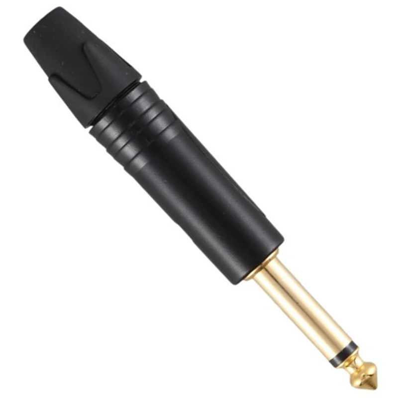 Gold Plating 20Pcs Plug Mono Professional 2 Pole 6.35 mm 6.5mm Stereo Jack Plug for Neutrik 6.35mm Jack Black