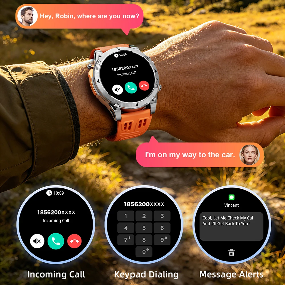 T-RX 4 Ultra Outdoor Smart Watch Call 1.7inch HD AMOLED GPS Tracking Altitude Barometer Clock Compass 170+Sport Modes Smartwatch