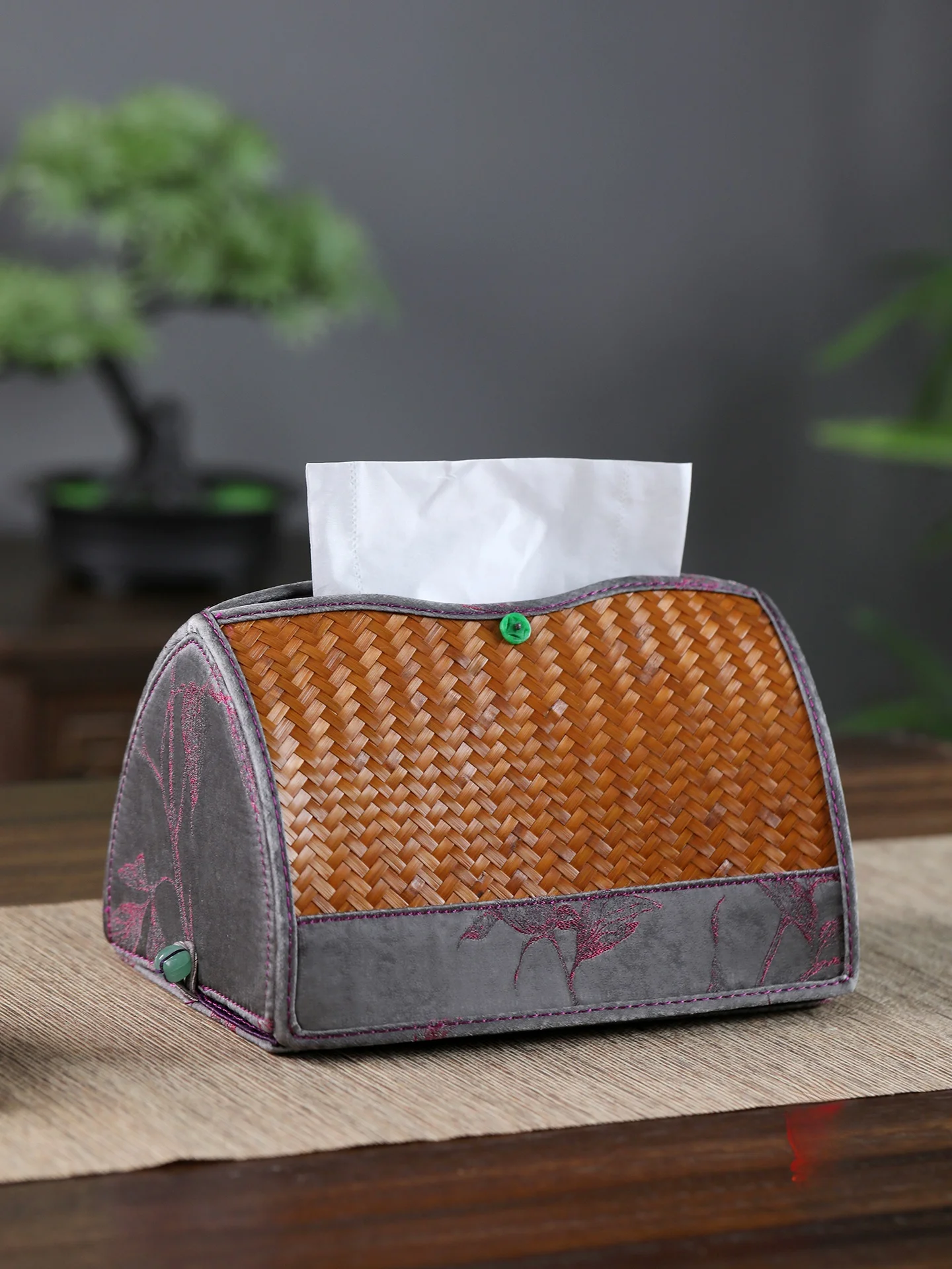 chinese-style-handwoven-bamboo-paper-towel-holder-incense-cloud-silk-desktop-organizer-irregular-shape-family-decorative-element