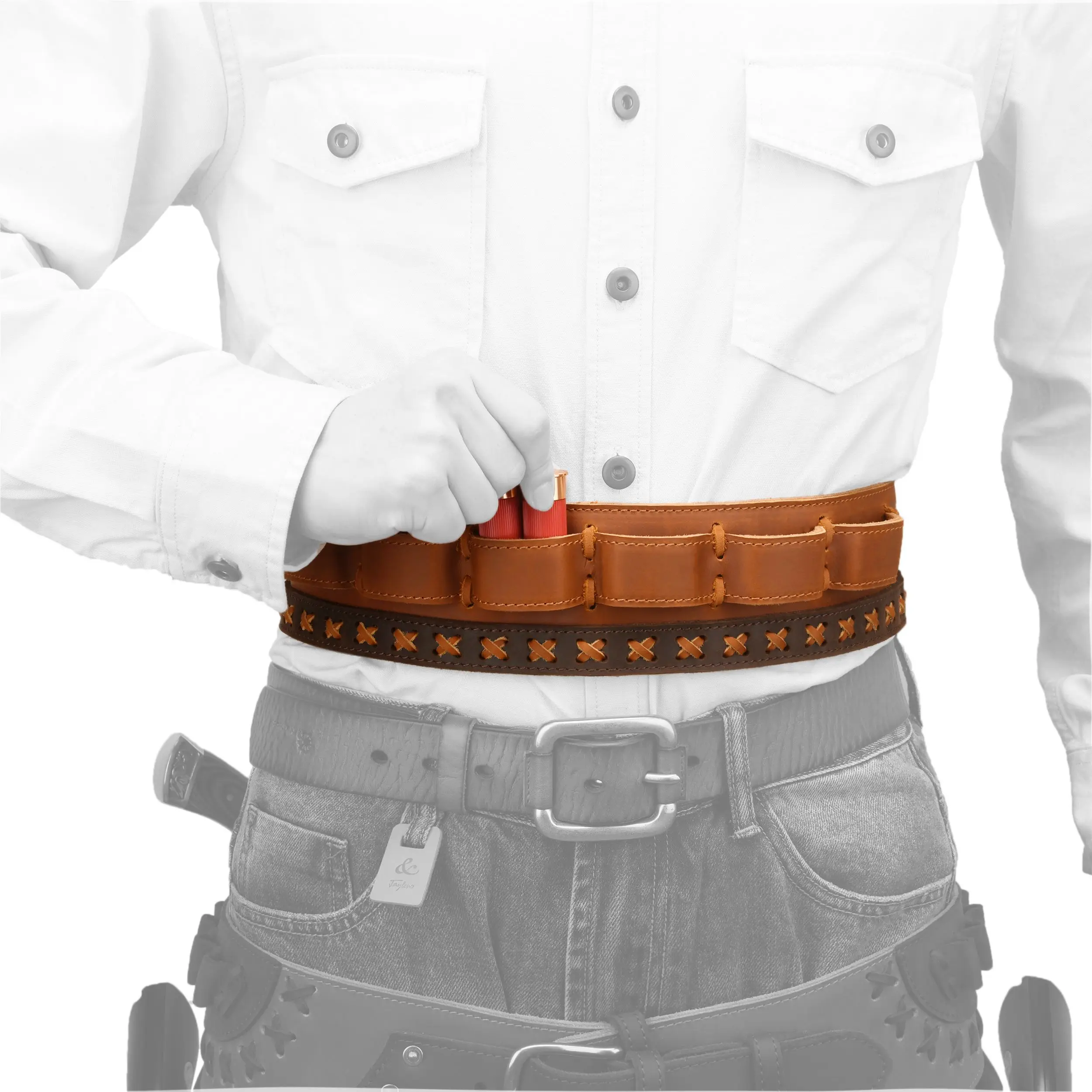 

New Cowboy Hunting Leather Shotgun Shotshell Cartridges Carry Belt Ammo Holster Fit 12GA 16GA