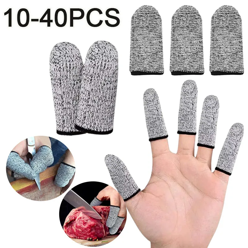 10-40PCS Level 5 Cut Resistant Finger Sleeves Thick Protective Finger Guards for Carving Picking Handling and Daily Work Safety