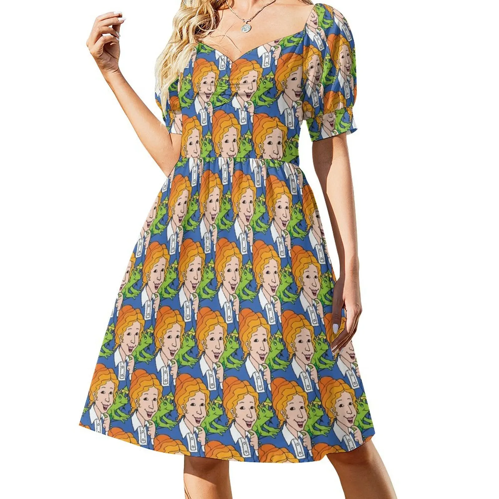 

Frizzle Pattern Short Sleeved Dress Women's summer suit loose women's dress Dress