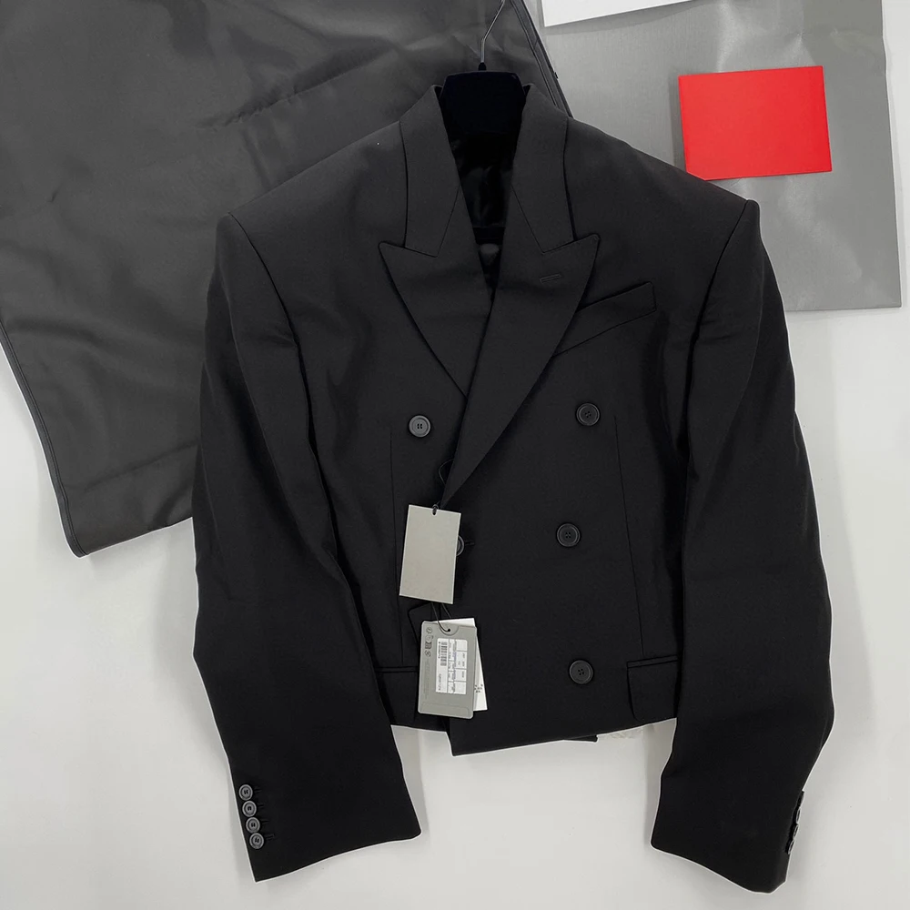 NIGO Solid Color Double Breasted Casual Suit Loose Fit Ladies Fashion Black Jacket #nigo6445