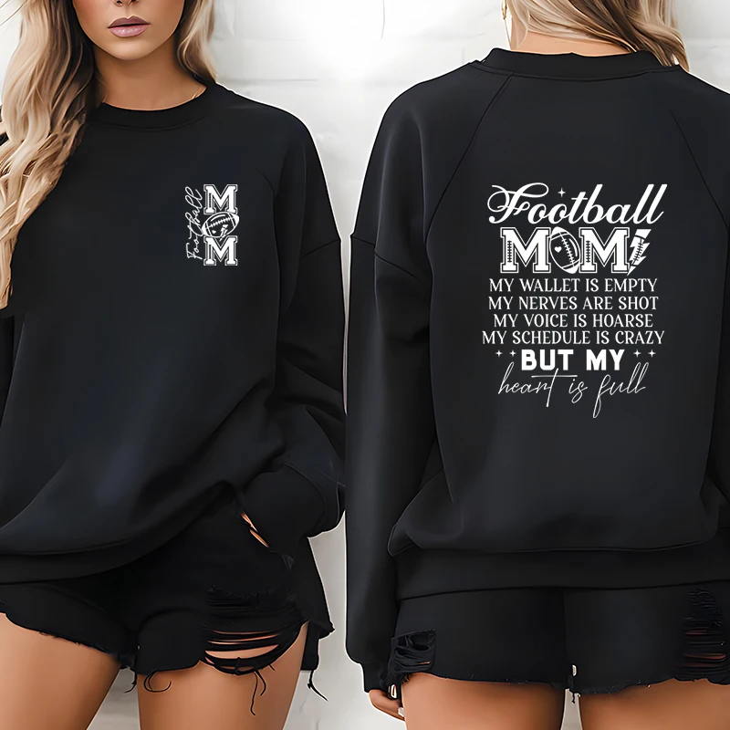 

Football Mom Print Pullover for Women New Fashion Autumn and Winter Graphic Ladies Creative Personalized Hoodless Sweatshirts