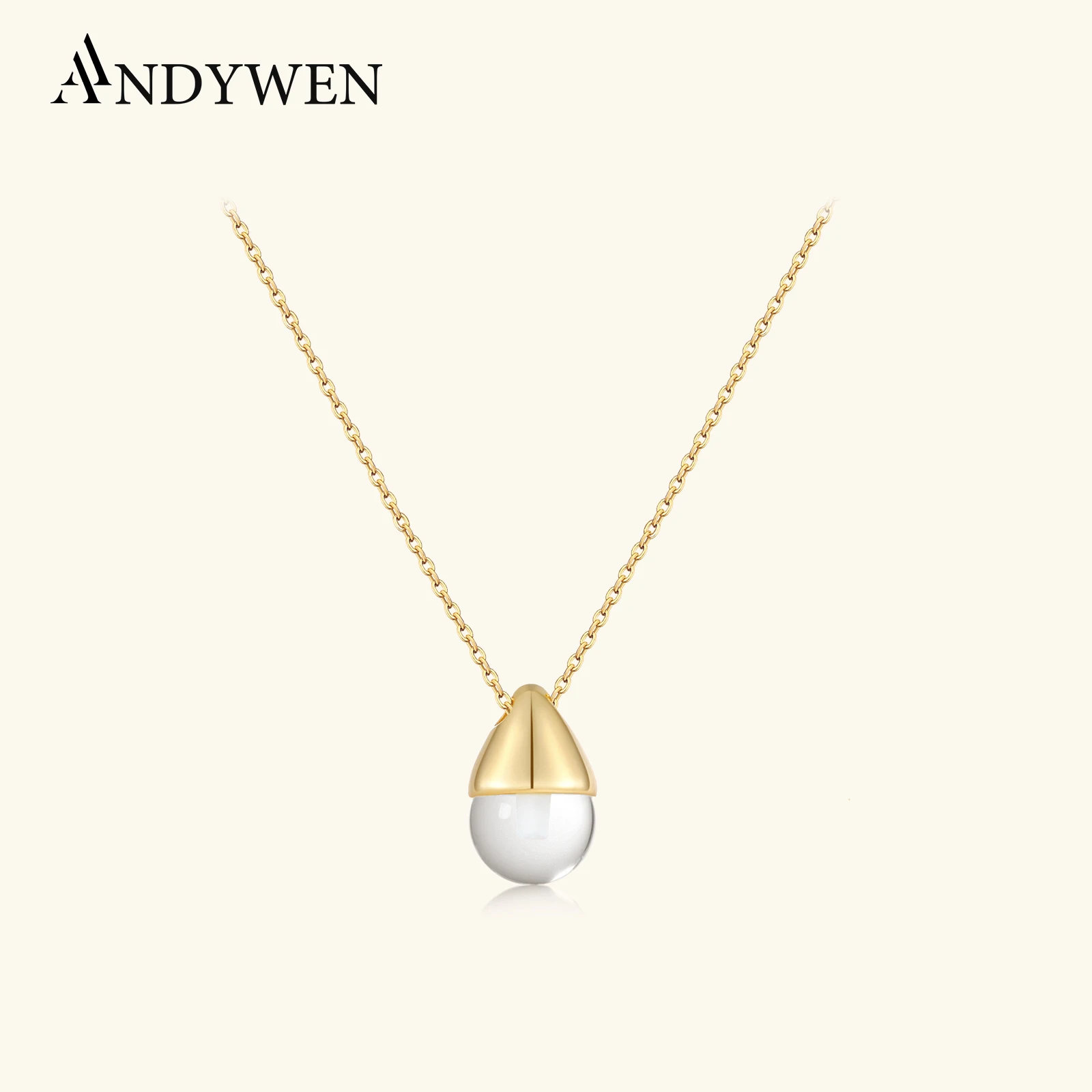 

ANDYWEN стерлингового серебра 925 пробы, длинное ожерелье с лампочкой, новинка 2025 года, элегантный шикарный роскошный изысканный женский подарок на годовщину свадьбы