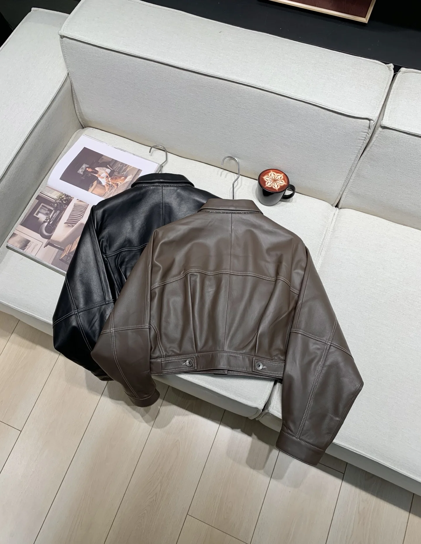 جديد الخريف/الشتاء عالية الجودة المألوف جلد الغنم زر أسفل سترة قصيرة + مستقيم الساق واسعة الساق السراويل دعوى للنساء #1