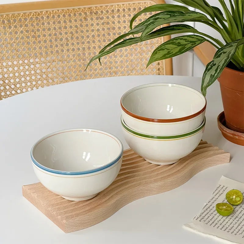 

Ins Korean Retro Coil Rice Bowl Yogurt Breakfast Cereal Small Bowls Creative Fruit Container Household Ceramics Decoration