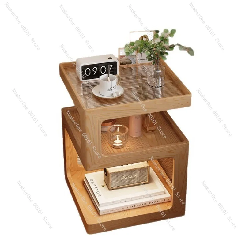 Solid Wood Cream Style Bedside Cabinet, Modern Minimalist Ultra-narrow Nightstand, Light Luxury Small Storage Cabinet
