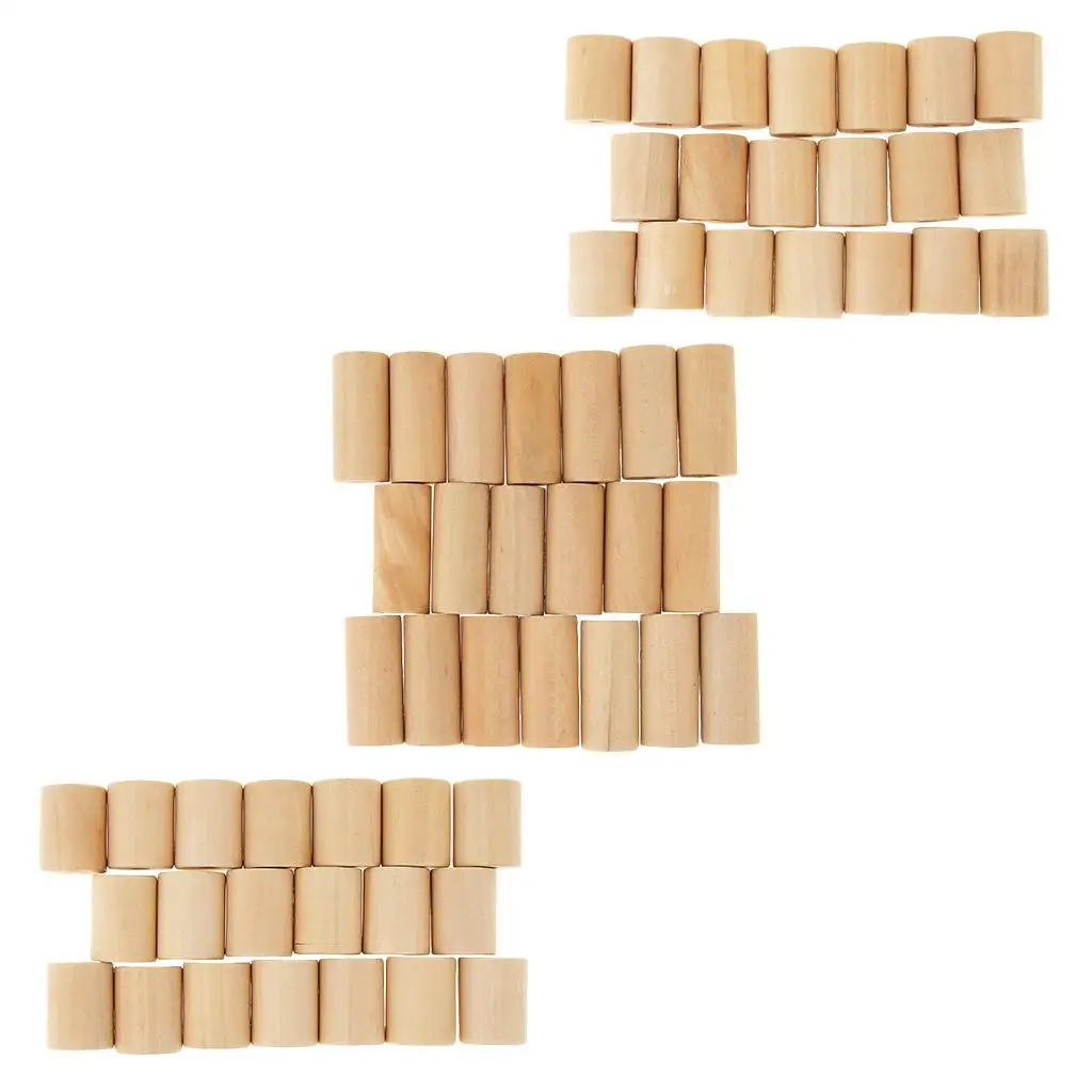 20 Pieces Teaching Aids Material Unfinished Wooden Blocks Cylinders