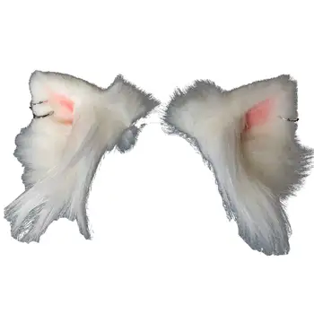 白色貓耳粉紅野獸耳輪胎可愛cosplay蘿莉手黃色耳夾kc髮帶 8 最佳銷售 白色貓耳朵 - №8
