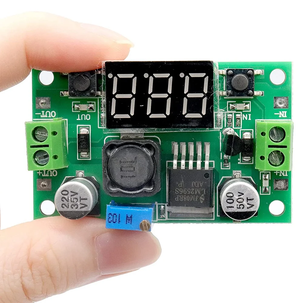 LM-2596 DC-DC Step Down Buck, modul konversi daya 4.0-40V Input ke 1.25-37V Output dengan tampilan Voltmeter LED