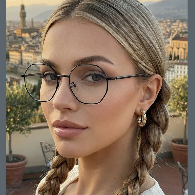 Metal Polygonal-frame Myopia Glasses Available in Prescriptions From 0 To 400 Diopters Men's and Women's Shortsighted Glasses