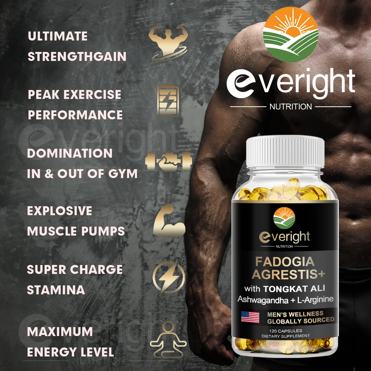 Fadogia Agrestis Extract Capsules for Natural Strength Support Male Performance & Muscle Crowth with Ashwagandha L-Arginine Zinc