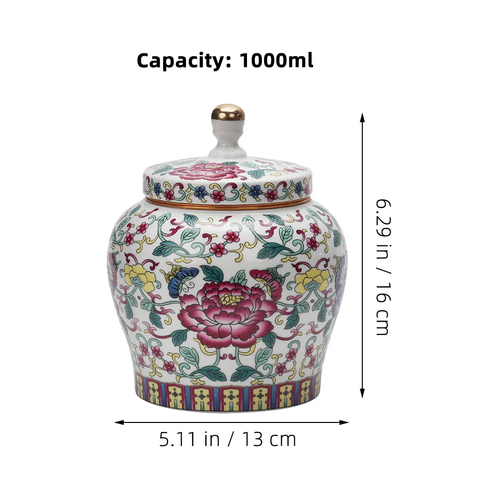 

Ceramic Tea Jar Chinese Style Multipurpose Storage Jar with Sealing Lid for Tea Grains Dry Food Kitchen Storage Canister