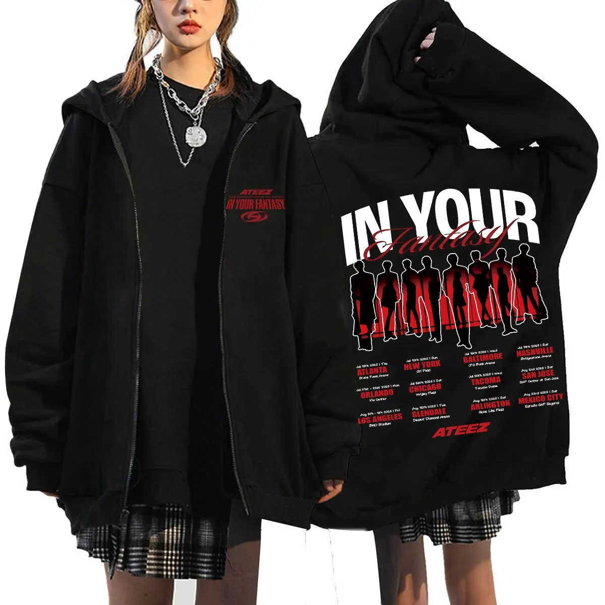 Ateez in Your Fantasy World Tour Zip Up Women/Men Hoodie Sweatshirt Hongjoong Seonghwa Yeosang San Mingi Wooyoung KPOP Clothes