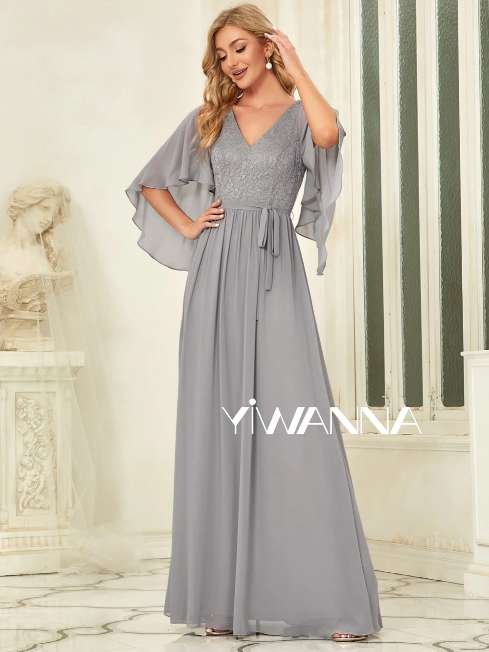 2025 Simple V-neck Mother Of The Bride Dress For Wedding Classic Lace Prom Dress Elegant A-line Chiffon Long Evening Gown