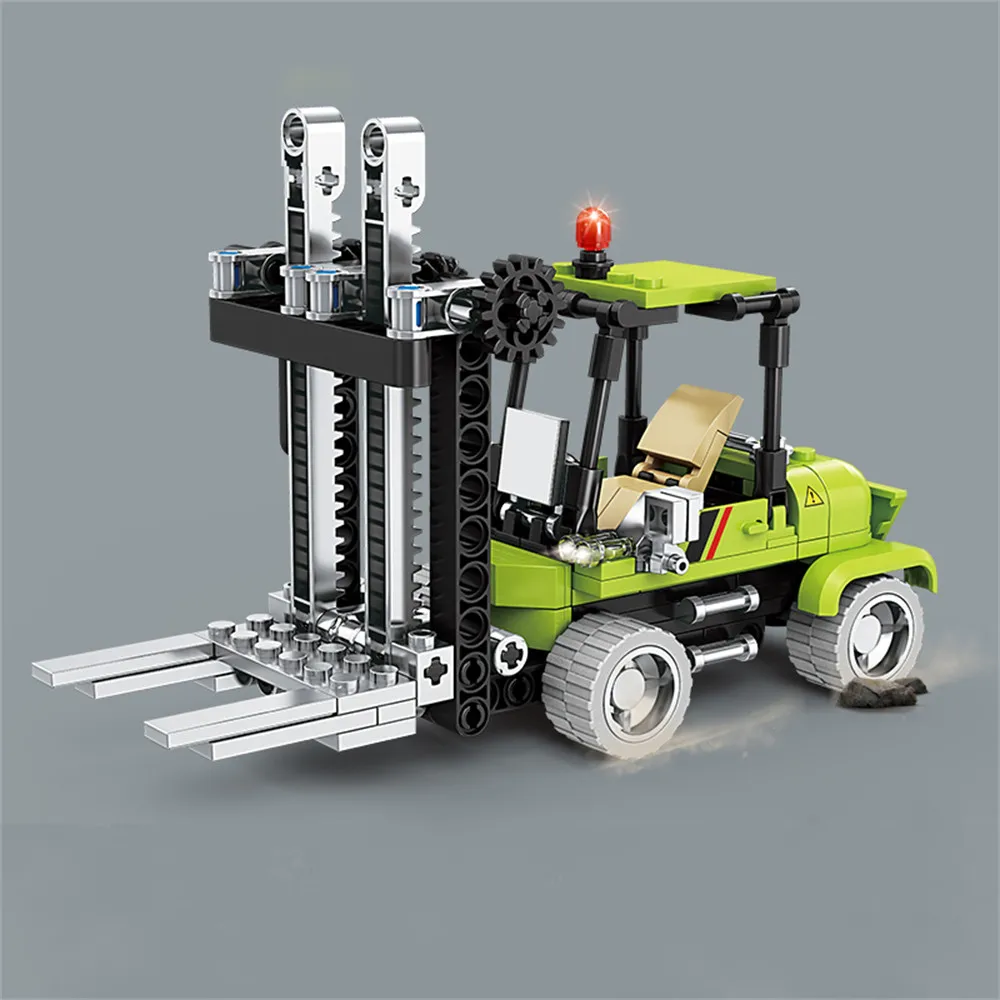 4 في 1 شاحنات الرفع الهندسية حفارة رافعة مدينة البناء مركبة نموذج سيارة اللبنات الطوب لعب الأطفال هدية #5