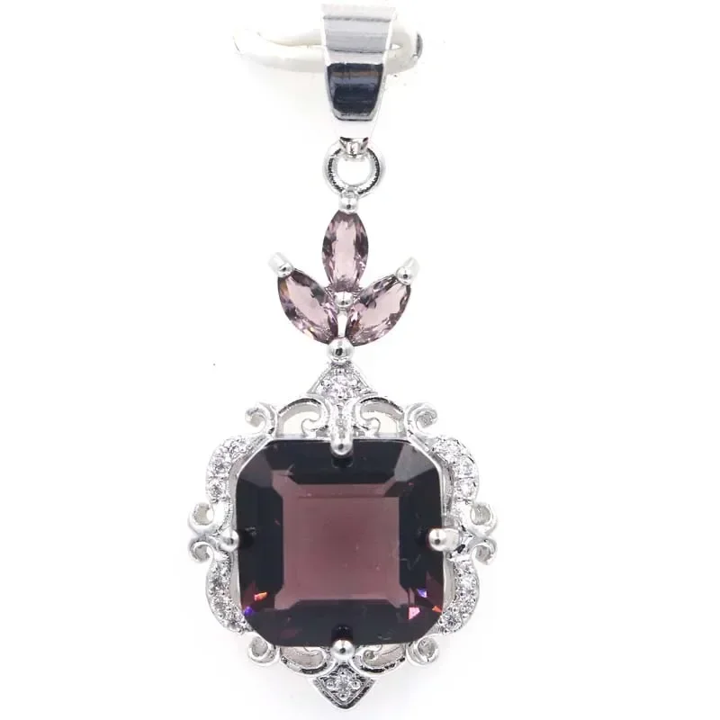 

4g 925 SOLID STERLING SILVER PENDANT Violet Tanzanite Green Peridot Purple Amethyst CZ For Women