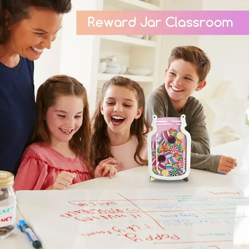 Child Doing Housework Reward Jar, Classroom Progress Rewards Incentive Jar, Positive Behavior Management Jar, 30Pcs Candy Coins