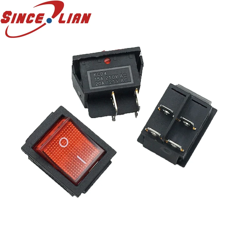 

20 шт. кулисный переключатель 6A 250 В ВКЛ-ВЫКЛ черный красный кнопка питания 30 мм * 25 мм 4-контактный переключатель типа корабля