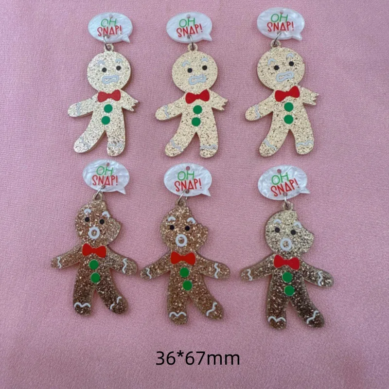 10pcs Cute Christmas Gingerbread Man Pendant, DIY Jewelry Accessories Making Earrings, Necklace, Keychain view 5