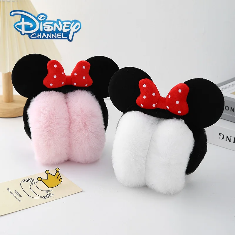 

Disney Minnie Mouse Earmuffs Warm Plush Bow Kawaii Cartoon Anime Figures Winter Warm Ears Windproof Women Girl Birthday Gifts
