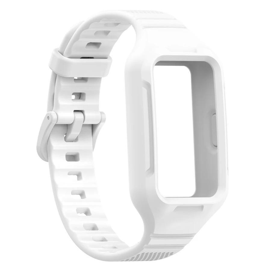 Band voor Huawei Band 6 7 8 9 10 Polsband Zachte siliconen band met hoesje Vervanging Armband voor Huawei Band 6 7 8 9 10 Riem