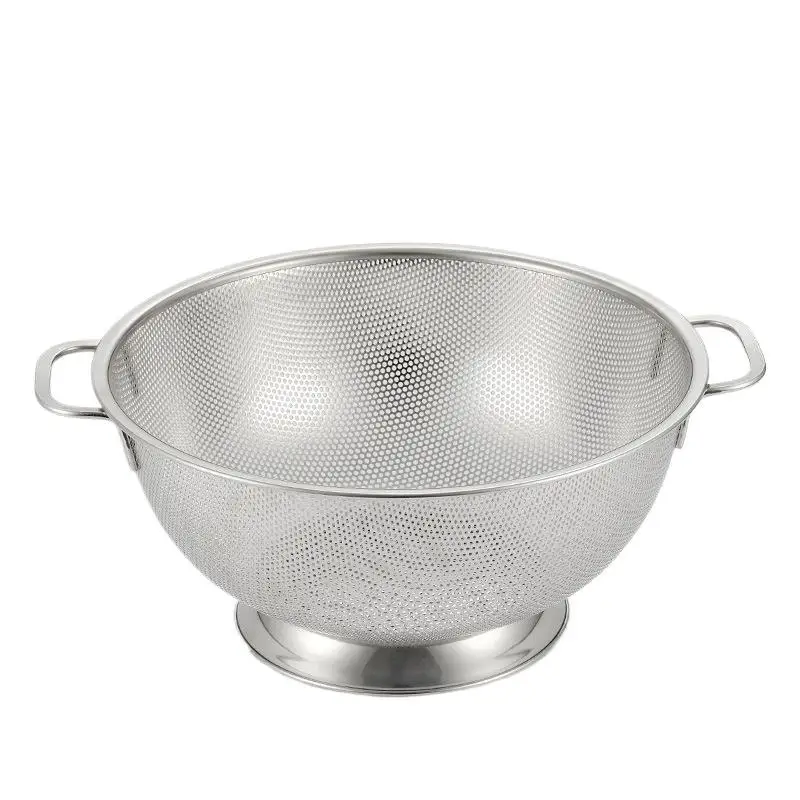 

Новый дуршлаг из нержавеющей стали с двойной ручкой, корзина-дуршлаг для пасты с самоотводящимся основанием и мелкоячеистым фильтром