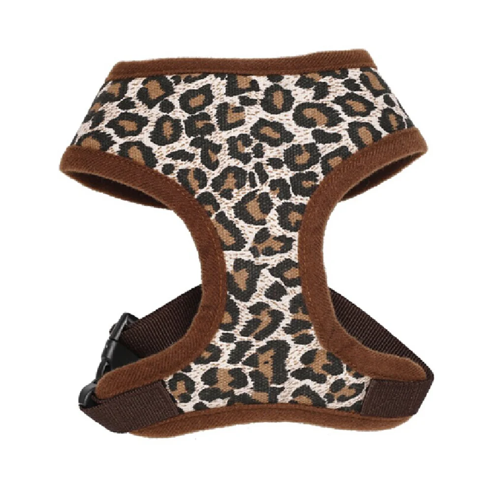 Pet Dog Adjustable Canvas Chest Harness - Size L (Leopard Print) Adjustable dog harness Dog chest harness