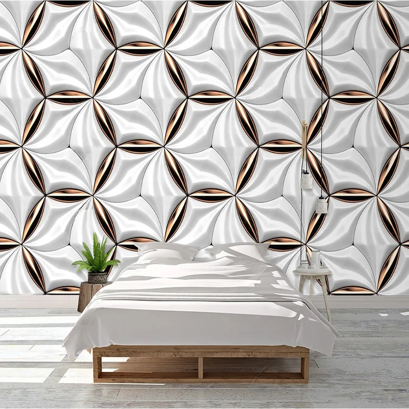 Custom 3D Photo Wallpaper White Light Luxury Metal Modern Simple Art Background Wall TV Sofa Home Decor 3D Papel Pintado Pared