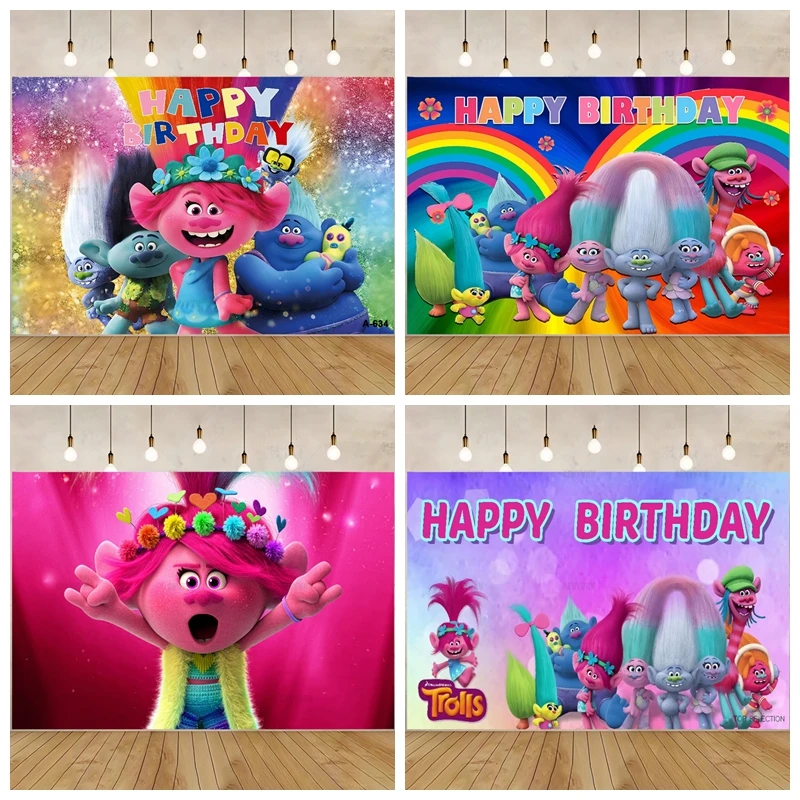 

Cartoon-TROLLS Children's Boy Birthday Party Backdrop Room Decoration Baby Shower Background Photography Studio Banner Props