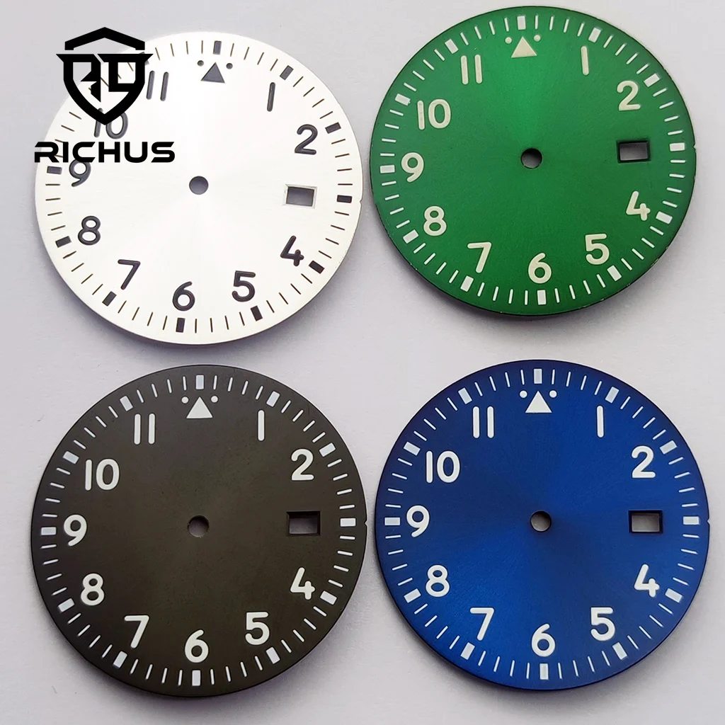 

Циферблат часов RICHUS 33,7 мм, зеленый светящийся, подходит для NH34, NH35, NH36, аксессуары для часов с механизмом