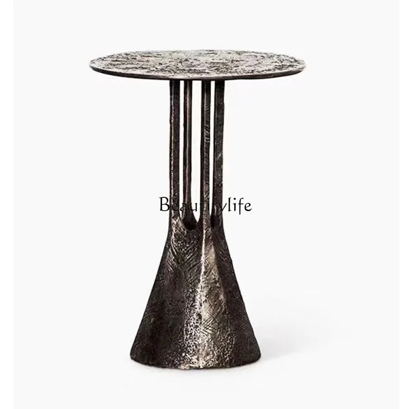 High-end artistic sense antique copper edge table creative antique small coffee table