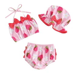 Qtinghua Baby Girl Swimsuit 3 6 9 12 24 Months Infant Bathing Suit Bikini Sets Swimwear Summer Beach 3Pcs Outfit