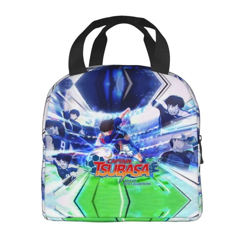 Captain Tsubasa Thermal Insulated Lunch Bags Anime Boy Football Motion Resuable Lunch Tote for Outdoor Picnic Food Box