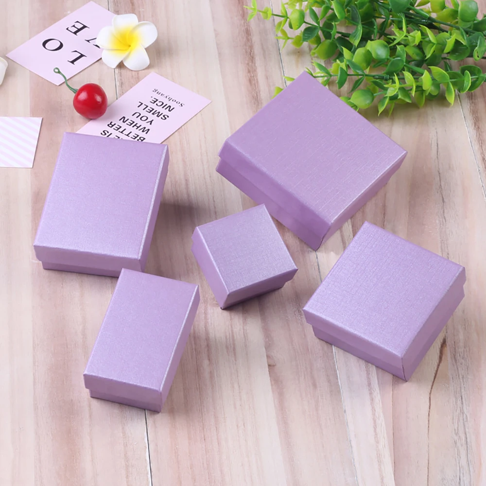 12pcs/ lot Purple Luxury Kraft Gift Box Ardboard Paper Bracelet Necklace Jewellry Boxes Packaging Rings Gift Storages Wholesale