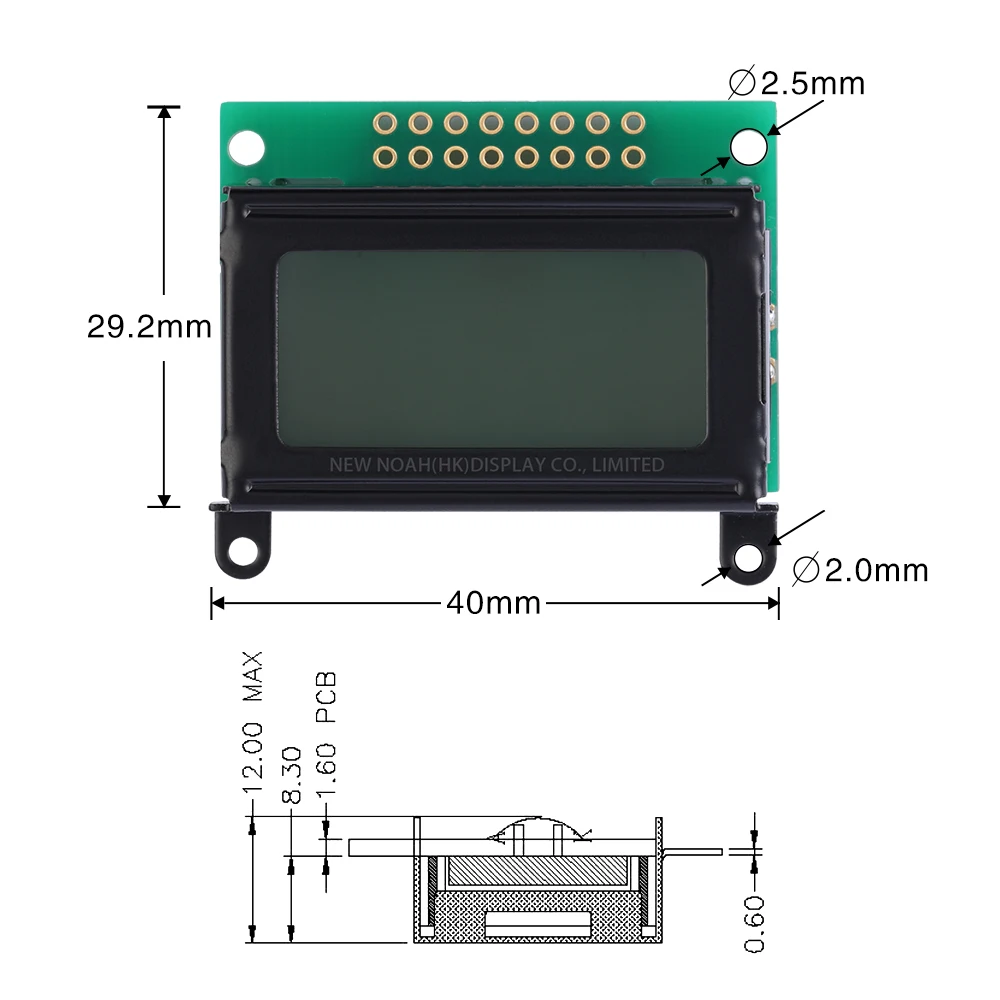 Placa controladora do módulo LCD, luz alaranjada, letras pretas, ST7066U, exposição paralela, 51 microcontrolador Stm32, 40x29.2x12mm, 0802C, 2x8