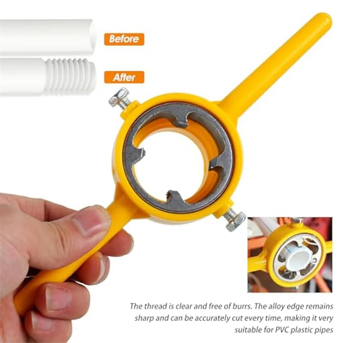 2sets Plastic Pipe Thread Die Kit,PVC Pipe Threader Plumbing Tool Kit,Water Pipe Die Plastic Pipe Die Tap Wrench Set