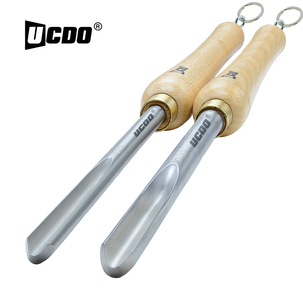 UCDO HSS Wood Turning Chisel Bowl Gouge Woodturning Tools Lathe Accessories with Walnut Handle Hanging Rings for Woodworking