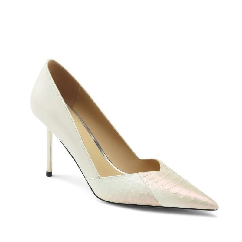 

White pointed high heels, French single shoes temperament summer versatile women's shoes thick heel