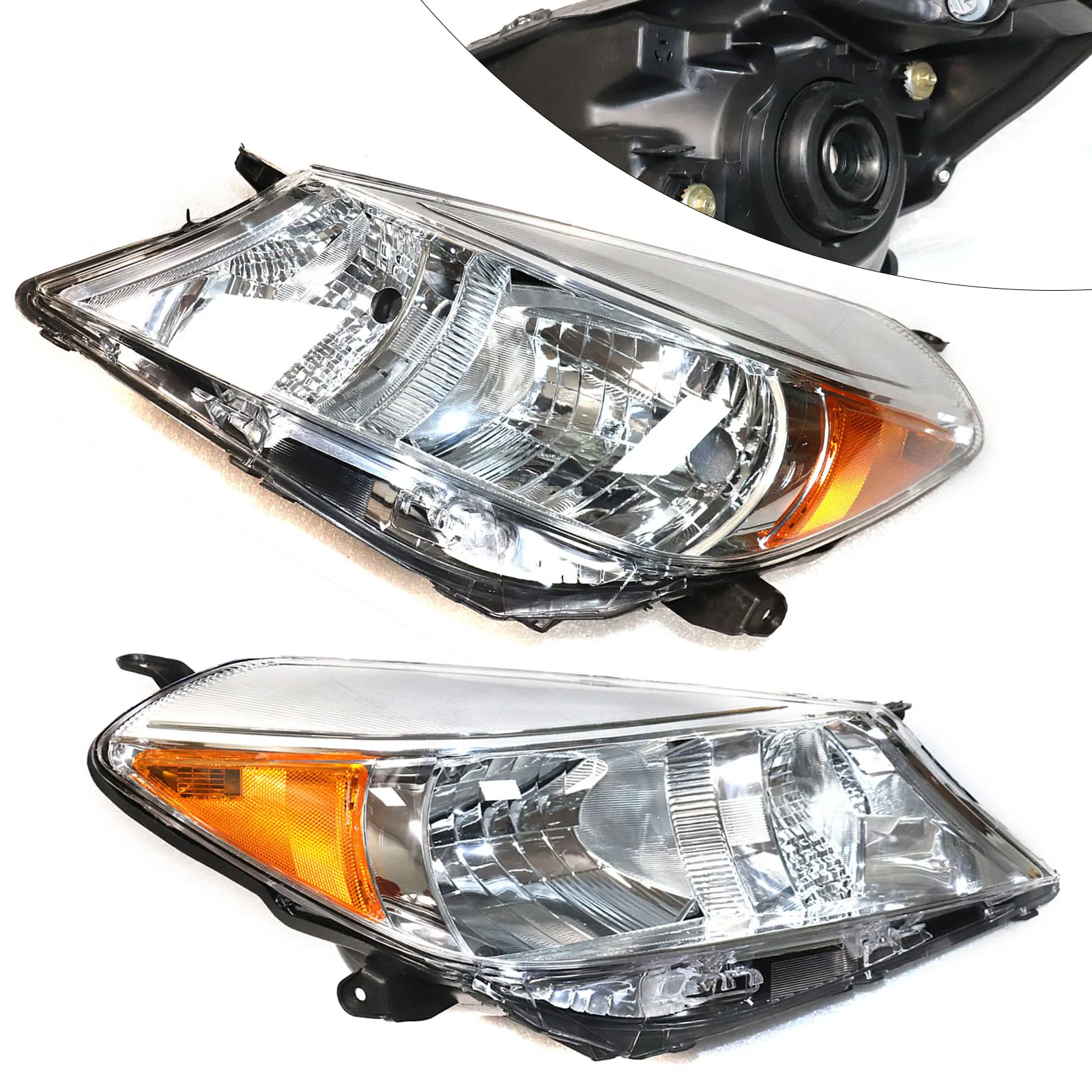 

Front Headlight Headlamp Assembly Driver Left Side/ Passenger Right Side For 2012 2013 2014 Toyota Yaris / Vitz